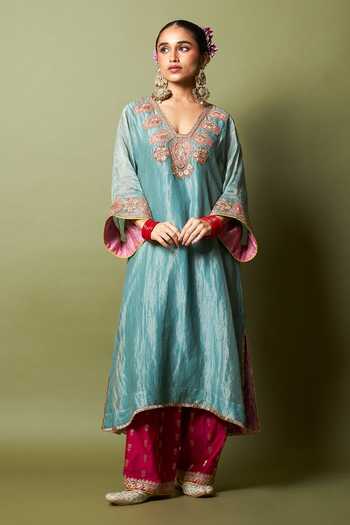 Pants And Pajamas Neelam Riwaaz Embroidered Kaftan 
