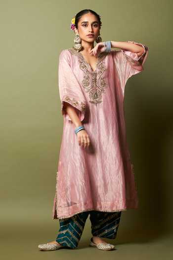 Pants And Pajamas Rosika Embroidered Kaftan & Pant Set 