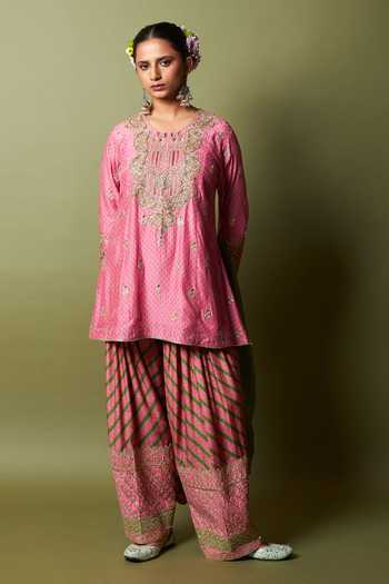 Pants And Pajamas Roshanara Embroidered Kurta & Salwar Set 
