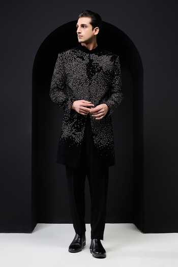 Sarab Khanijou Embellished Sherwani Jacket & Trouser Set 