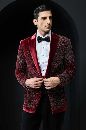 Sarab Khanijou Crystal Embellished Tuxedo & Trouser Set 