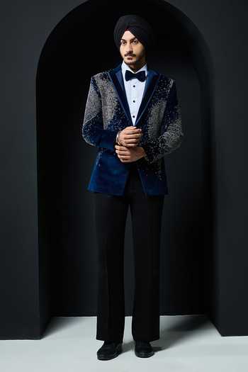 Sarab Khanijou Velvet Embellished Tuxedo Set  