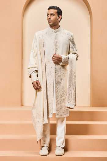 Sarab Khanijou Matka Silk Embridered Sherwani Set 