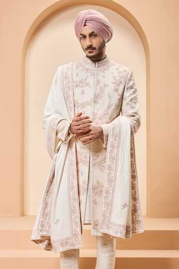 Sarab Khanijou Matka Silk Embroidered Sherwani Set 