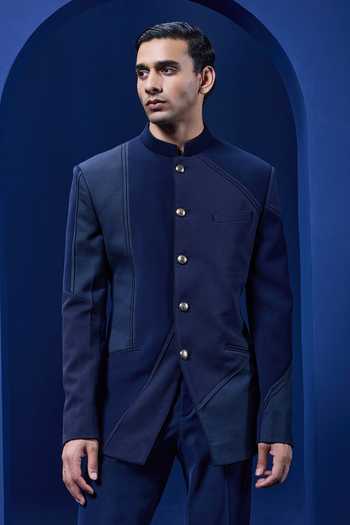 Sarab Khanijou Textured Bandhgala & Trouser Set 