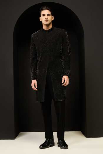 Sarab Khanijou Pearl Cutdana Sherwani Jacket & Pant Set 