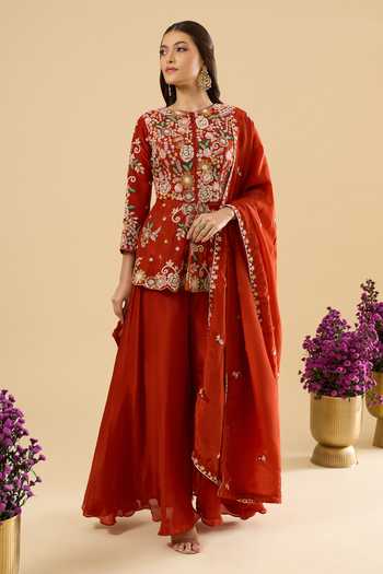 Samyukta Singhania Embroidered Peplum Kurta Set 
