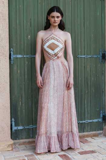Shruti Sancheti Embroidered & Printed Halter Neck Dress 