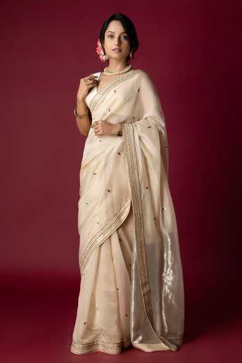Monika Mathuria Datta Aari Hand Embroidered Cotton Silk Saree 