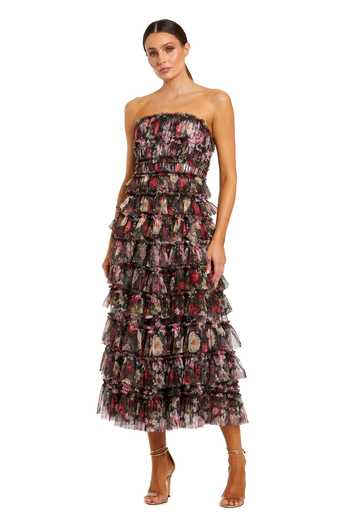 Mac Duggal Micro-Ruffle Tiered Dress