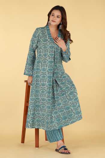 Kalakaari By Sagarika Motif Print Cotton Kurta & Palazzo Set 