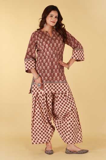 Kalakaari By Sagarika Floral Print Cotton Kurta & Palazzo Set 