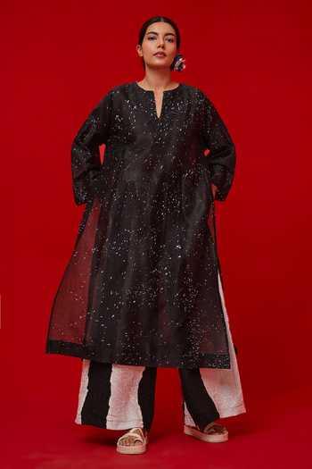 Stoique Silk Chanderi Seek Splatter Print Tunic 