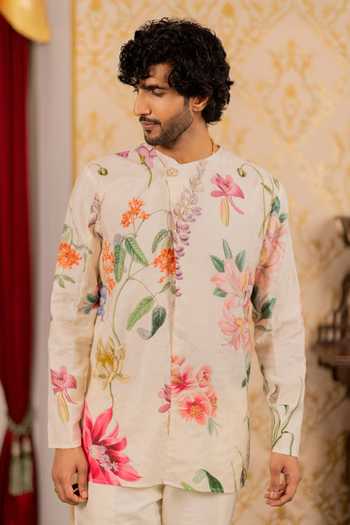 17:17 By Simmi Saboo Floral Print Cotton Silk Shirt 