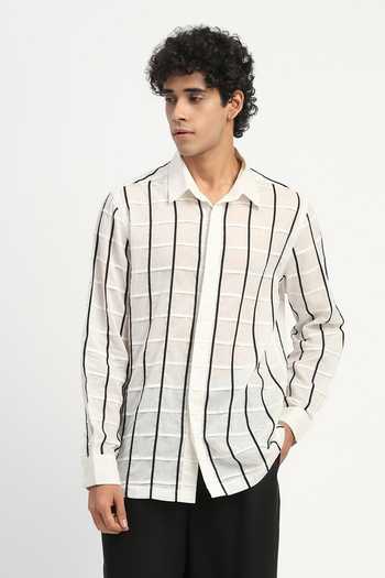 ABRAHAM AND THAKORE Checkered Cambric Shirt 