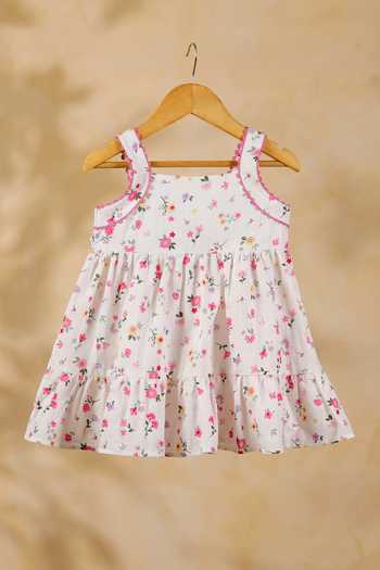 Casa Ninos Floral Print Cotton Dress 