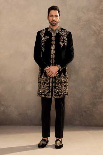 Millionaire Embroidered Velvet Sherwani & Pyjama Set 