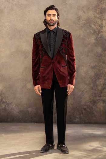 Millionaire Tonal Embroidered Suit & Pant Set