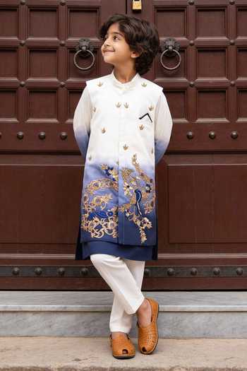 FAYON KIDS Ombre Embroidered Nehru Jacket Set 