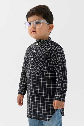 Tiber Taber Chequered Short Kurta 