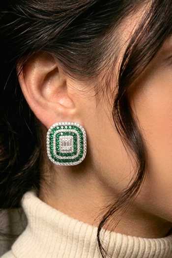 Prata Contour Halo Studs 