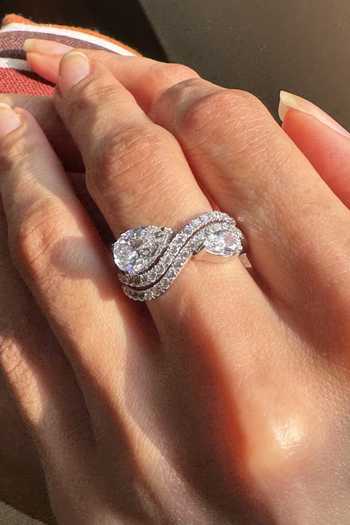 Prata Stackable Zircon Embellished Ring - Set of 2 