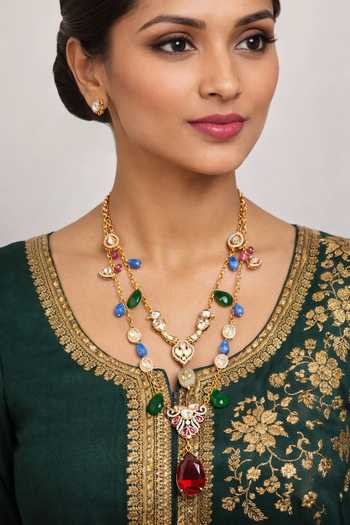 Xago Polki Moissanite Pendant Layered Necklace 