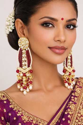 Xago Stone Studded Long Earrings 