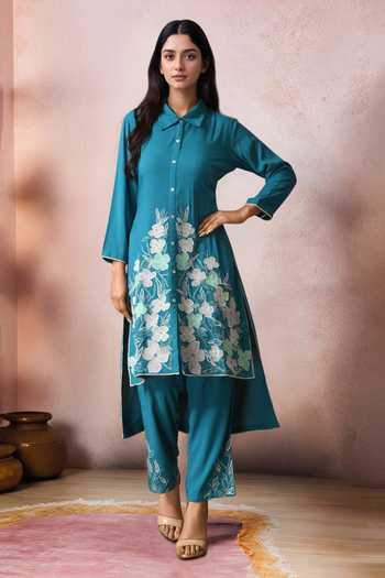 Jhambthreads Floral Pattern Kurta Set 