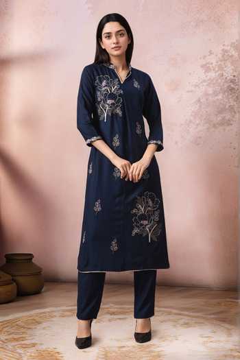 Jhambthreads Embroidered Straight Kurta & Pant Set 