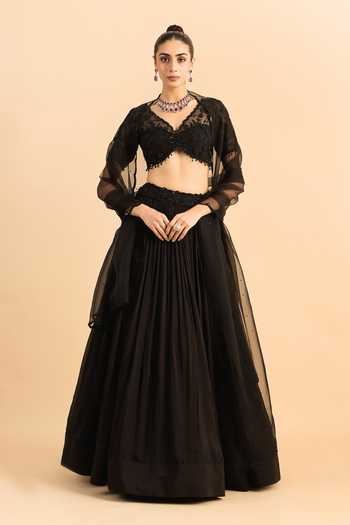 Roohbyridhimaa Floral Cascade Embroidered Lehenga Set