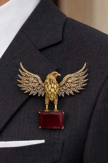 Queens Jewels Ruby Eagle Statement Brooch