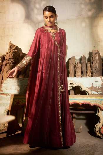Hirika & Dhruti Sufi Embroidered Angarkha Anarkali Set 