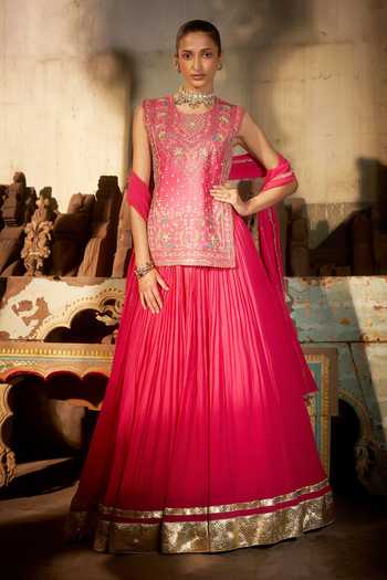 Hirika & Dhruti Zardozi Embroidered Kurta Lehenga Set 
