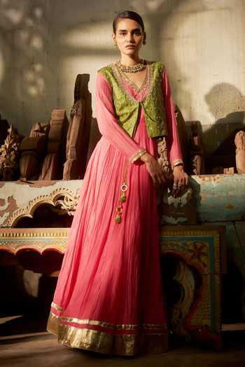 Hirika & Dhruti Anarkali With Jharokha Work Jacket