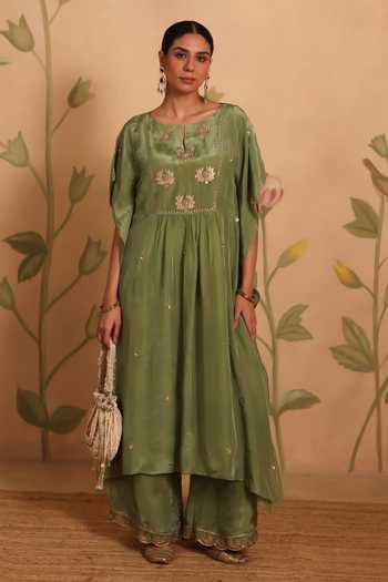 Pouli Pret Pankaja Zardozi Embroidered Kaftan & Pant Set 