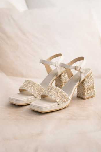 Tiesta Pearl & Bead Embellished Block Heels 