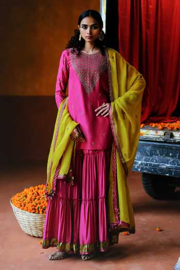 Alam By Tulsi Patel Mahua Embroidered Kurta Sharara Set 