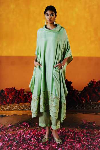 Alam By Tulsi Patel Utpala Cowl Draped Kaftan & Pant Set 
