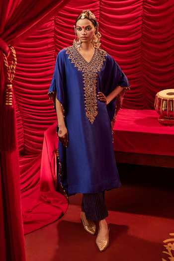 Alam By Tulsi Patel Ura Embroidered Silk & Tissue Kaftan & Pant Set 