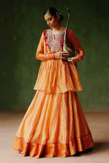 Alam By Tulsi Patel Jahan Embroidered Flared Top & Lehenga Set 