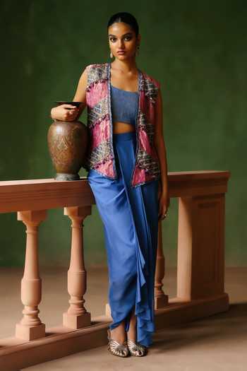 Alam By Tulsi Patel Leena Embroidered Jacket & Draped Skirt Set 