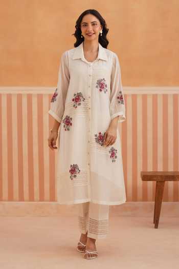OMI Mul Chanderi Kurta & Pant Set 