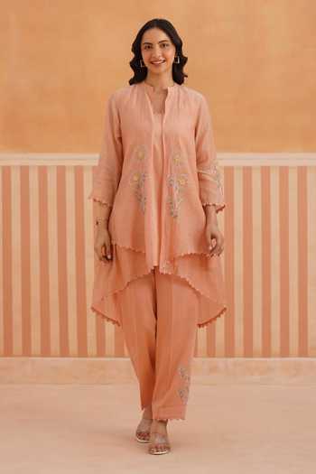OMI Mul Chanderi Jacket & Pant Set 