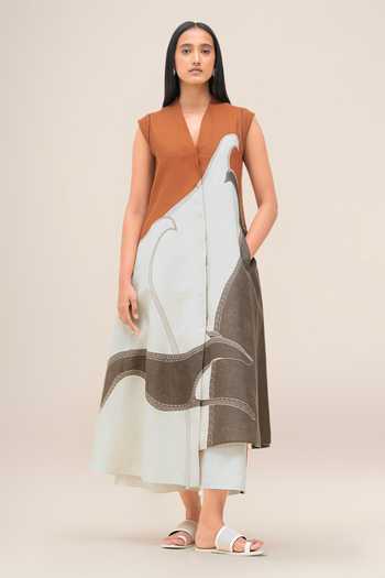 Ampm Swan Printed Linen Jacket & Palazzo Set 
