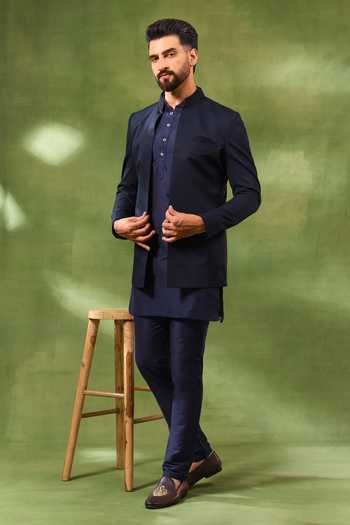 SPRING BREAK Woven Bandhgala & Kurta Set 