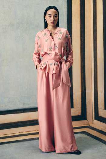 EASE Aimi Embroidered Shirt & Palazzo Set 