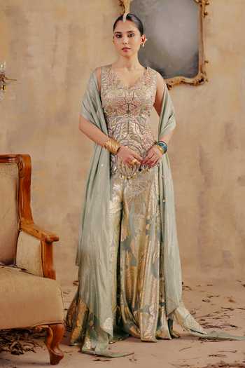 Ajiesh Oberoi Kiyana Embroidered Top Pant Set 