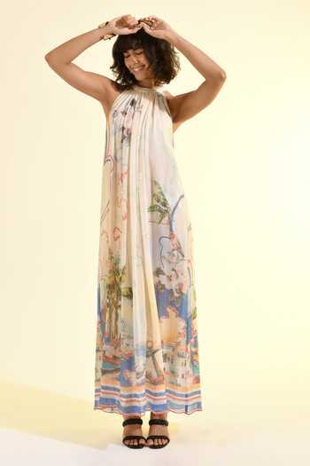 Bhanuni By Jyoti Coastal Print Halter Maxi Dress 