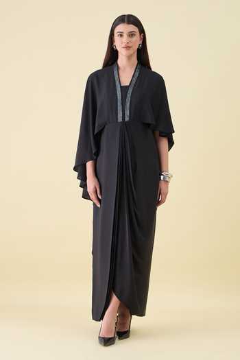Aakaar Metallic Embellishment Silk Crepe Dress 